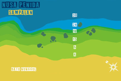 Nusa Penida Sampalan diving site map