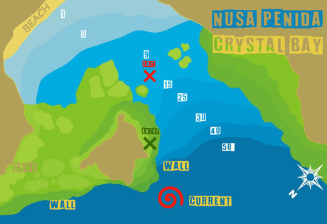 Nusa Penida crystal bay dive site map