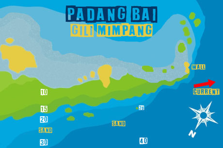Gili Mimpang dive site map in Padang Bai from Nusa Penida