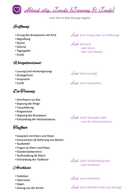 Traufe von Hochzeitssängerin Juli
