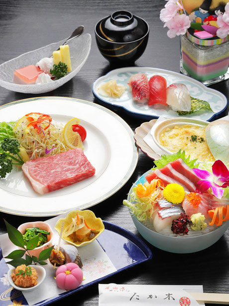 会席料理例「熊野牛ステーキ会席」