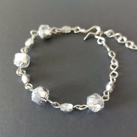 Bracelet facettes de bohème transparent argenté fait main l' Arche de Jessica