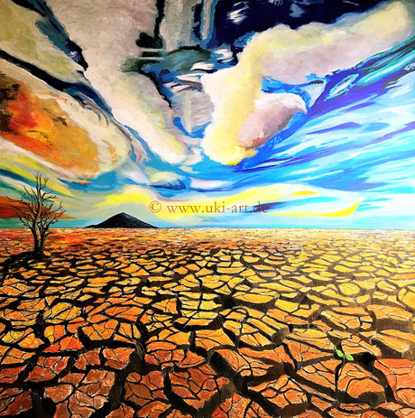 nicht mehr verfügbar: Dürre, Acryl auf Leinwand, 100 x 100 cm
