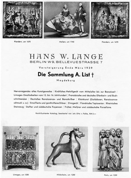 Annonce Versteigerung Hans W. Lange Berlin 1939 Sammlung Adolf List Magdeburg. Foto: Sven Pabstmann