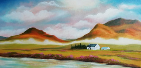 Haus - Landschaft - Kunstwerk - Ölgemälde - Schottland