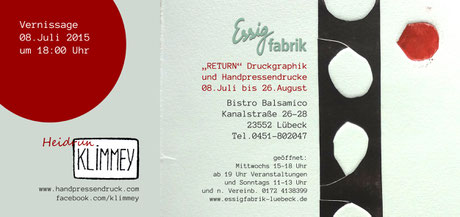 Flyer zur Ausstellungseröffnung Lübeck Heidrun Klimmey