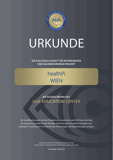 Urkunde healthPi - AGA Education Center