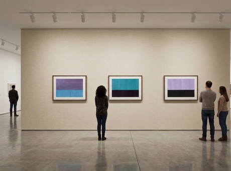 Ausstellung von Uta Nitschke mit abstrakten Horizontarbeiten