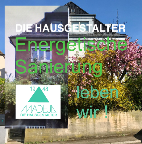 eine hälfte Haus vor der energetischen Sanierung , die andere hälfte vom Haus nach der energetischen Sanierung - MADEJA - DIE HAUSGESTALTER Stuttgart 