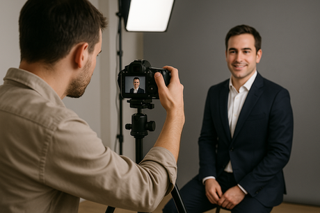 Fotograf bei einem Bewerbungsfoto-Shooting in Stuttgart