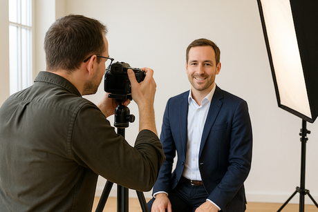 Fotograf bei einem Bewerbungsfoto-Shooting in Stuttgart