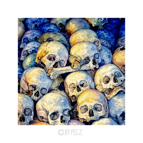 Exponattitel: Decomposition of the Peoples of War - Exponatgröße: 60 x 60 cm - Art: Aquarell / Tusche - © by Emil Pelz 2025
