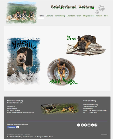 Alte Website der "www.schaeferhund-rettung.de".