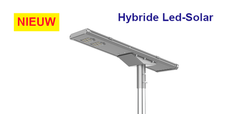 Hybride Led-Solar verlichtingsarmatuur, een combinatie met de hoogste besparing, Ledverlichting, zonnepaneel, accu en stroomnet, BBM Ledproducts