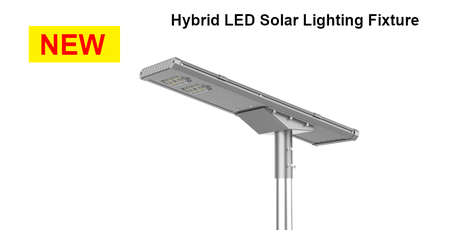 Hybrid Led-Solar lighting fixture, a combination with the highest savings, Led lighting, solar panel, battery and power grid, BBM Ledproducts