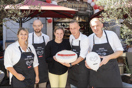 Kerstin Schwar, Tamàs Csukly, Maria Klara Heinritzi (Geschäftsführerin L'Osteria), Bàlint Mèszàros (Filialleiter L'Osteria Graz), Johann Tatschl  © Foto Fischer - Martin Stelzl