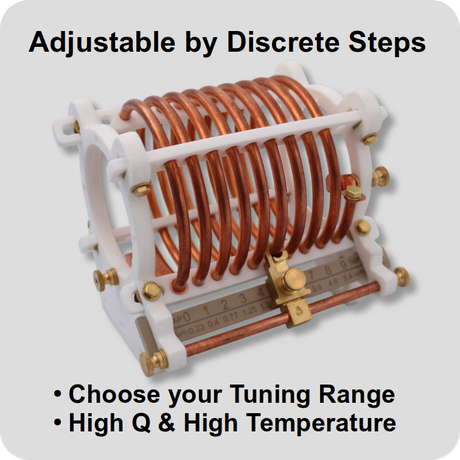 RF power inductor adjustable by discrete steps