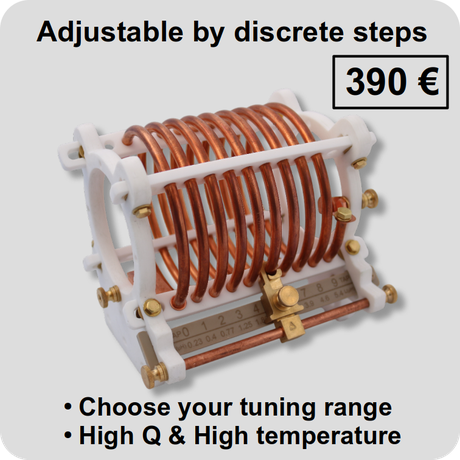 RF power inductor adjustable by discrete steps