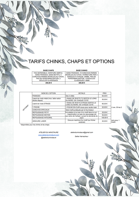 CHAPS CUIR ARTISAN WESTERN SUR MESURE PERSONNALISABLES