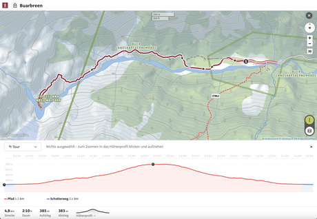 Der Wanderweg zum Buarbreen