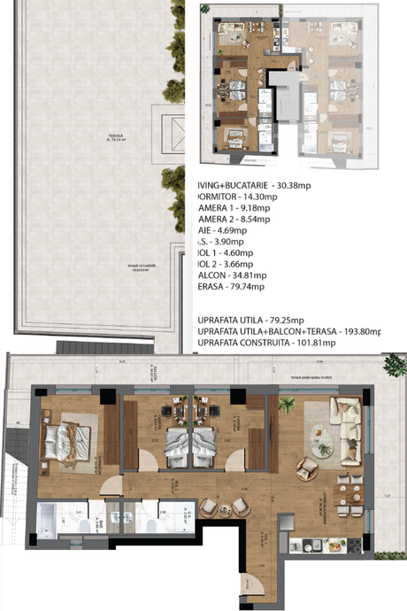 Penthouse 4 camere cu terasa, bloc boutique, lux, apartament noi, piață unirii ultracentral București