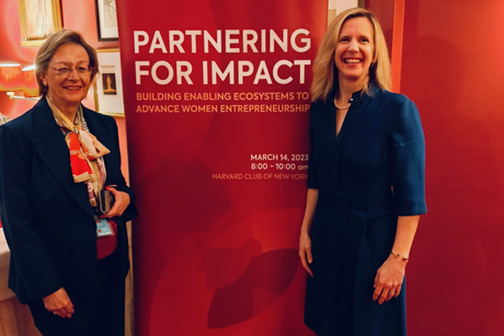 Signers of the MoU, here in New York, March 2024: Dr Catherine Bosshart, BPW International President 2021-2024, and Sarah Hendriks, UN Women Executive Director a.i.