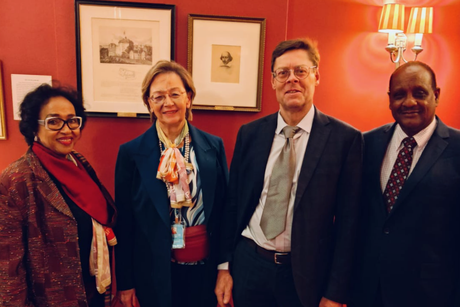 New York, March 2024 - Working on Fundraising: Hadia Gondji, RC Africa, Dr. Catherine Bosshart, Consultants Philippe Lambert, and Tewodros Yilma 