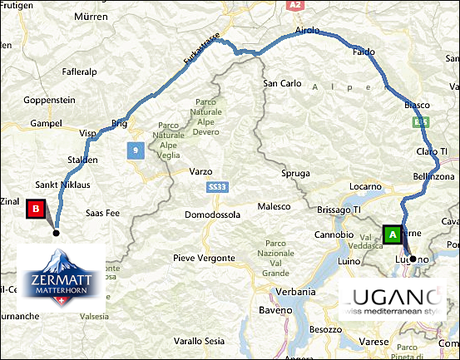 info@taxizermatt.ch Route Lugano - Zermatt