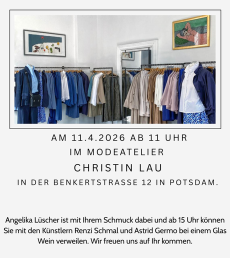 Herzliche Einladung in das Modeatelier von Christin Lau und zu den offenen Ateliers in die Vukankunstwerke, an beiden Orten bin ich mit meinen Arbeiten vertreten 