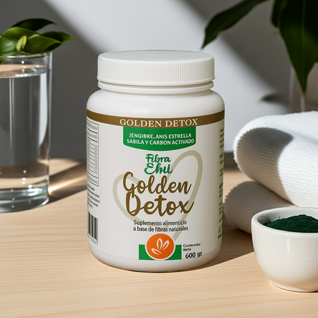 Fibra Ehui Golden Detox: Con jengibre, anís, sábila y carbón activado para favorecer tu salud digestiva