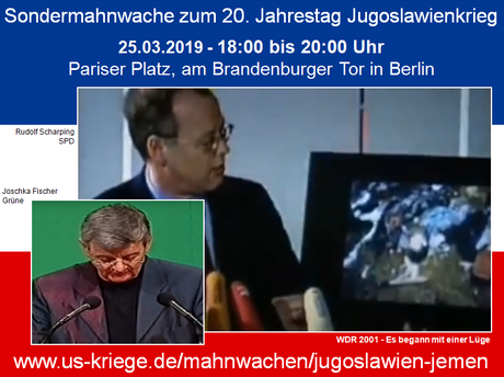 Berlin, 25.03.2019 - Sondermahnwache für Frieden zum 20. Jahrestag Jugoslawienkrieg