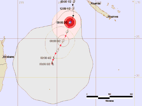 Tropical Cyclone Ola has developed in the East Coral Sea.