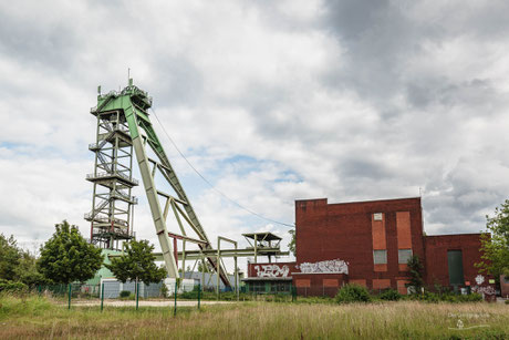 Fördergerüst der Zeche Hansa Schacht 3 in Dortmund im Ruhrgebiet (Zechen im Ruhrgebiet)