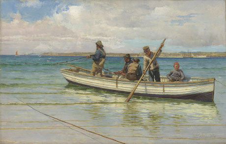 William Bartlett  'Hauling Launces, St Ives' (1884)