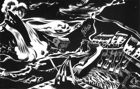 Arthur Wragg 'Storm, Polperro' (Christmas card)