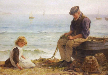 Edith Hume  'Mending Nets'  (possibly a St Ives scene)