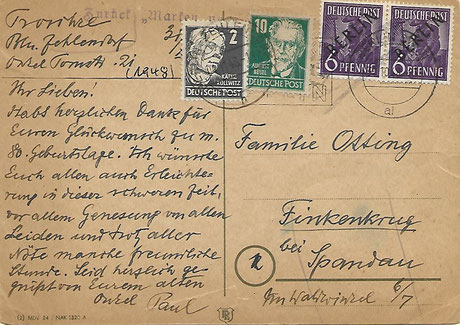 Schwarzaufdruckmarken zurück - Neuaufgabe SBZ Marken - Luftbrückenstempel retour non admis air lift black overprint