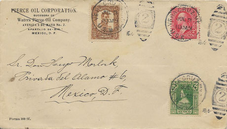 Doppelfrankatur USA Mexiko Veracruz Mexiko-Stadt Mexico D.F. Centavos Cent double postage