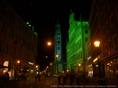 Stadtillumination - Illumination - Rathaus, Perlachturm Stadt Augsburg © 2005 - Foto: Wolfgang F. Lightmaster / Illumination: Wolfgang F. Lightmaster