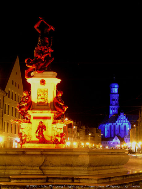 Stadtillumination - Illumination - Herkulesbrunnen / Ulrichskirchen Stadt Augsburg © 2008 - Foto: Wolfgang F. Lightmaster / Illumination: Wolfgang F. Lightmaster