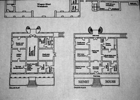 overview map of bith floors and cellar of the Reinet House in Graaff-Reinet, South Africa.