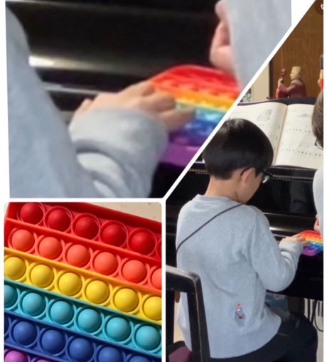 指の形を整えるにはプッシュポップを使います。生徒たちに大人気！