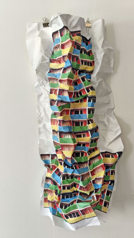 Skyscraper2 Papierarbeit, Papierobjekt 36x80cm T 10cm 2025