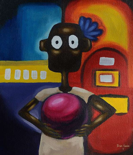 NALA and the Jukebox, painted by Brian Kumira, Bulawayo / Zimbabwe (30cm x 36cm) Acrylic on streched canvas