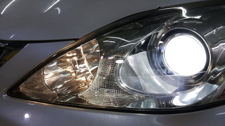 レクサスｉｓ ヘッドライトの黄ばみ汚れ ひび除去 埼玉 車磨き専門 アートディテール