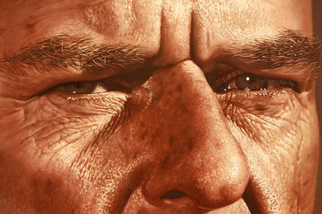 Detail of painted portrait of Breaking Bad’s Hank Schrader