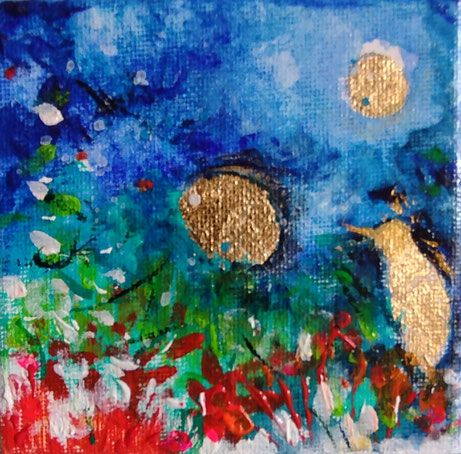 Elisabeth Augendre artiste peintre en Ariège acrylique impressionnisme les oiseaux de soleil 16