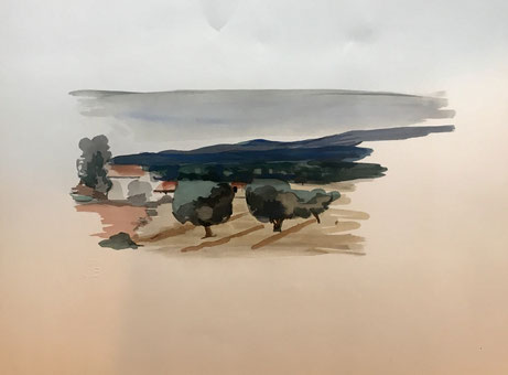 André Derain, 1933, Paysage, lithographie en couleurs   , edition Jeanne Bucher avec le cachet sec,  40 x 52 cm  INFORMATIONS ET PRIX SUR DEMANDE 