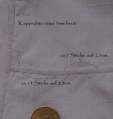 antikes Leinenhemd nach Art einer Chemise : Kappnaht von Hand