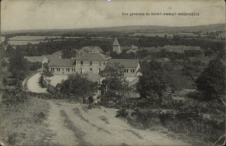 Vue générale et ecole vers 1900 à Saint-Amand-Magnazeix